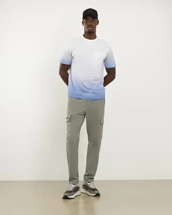 Blue Slim Fit Ombre Print Pocket T-Shirt