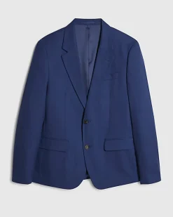 Blue Slim Fit Stretch Textured Suit Jacket