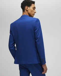 Blue Slim Fit Stretch Textured Suit Jacket