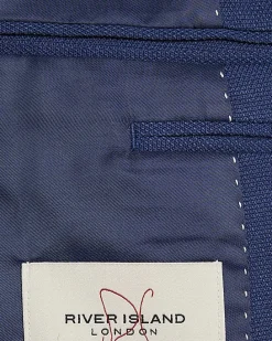 Blue Slim Fit Stretch Textured Suit Jacket