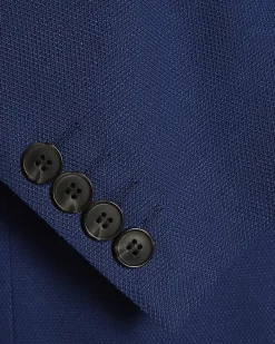 Blue Slim Fit Stretch Textured Suit Jacket