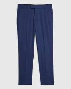 Blue Slim Fit Stretch Textured Suit Trousers