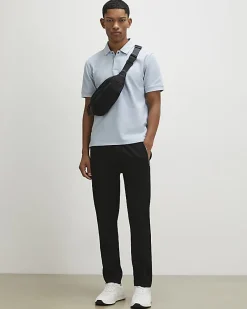 Blue Slim Fit Textured Polo Shirt