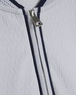 Blue Slim Fit Textured Tipped Polo Shirt