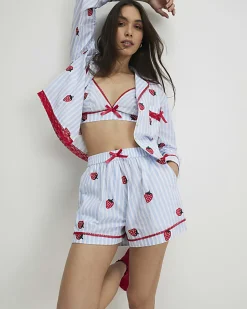 Blue Strawberry Three Piece Loungewear Set