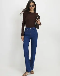Blue Stretch Straight Leg Jeans