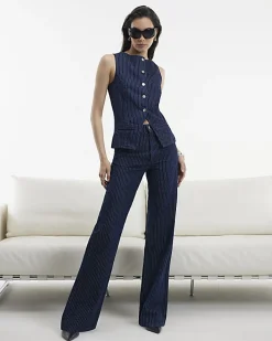 Blue Stripe Relaxed Straight Jeans