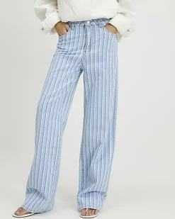 Blue Stripe Relaxed Straight Leg Jeans