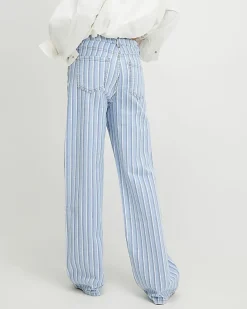 Blue Stripe Relaxed Straight Leg Jeans