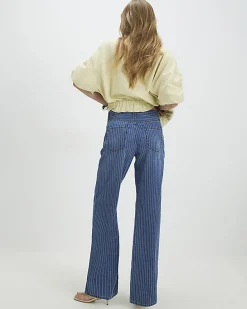 Blue Stripe Relaxed Straight Leg Jeans
