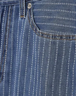 Blue Stripe Relaxed Straight Leg Jeans