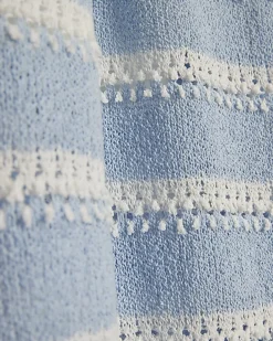 Blue Striped crochet Wide Leg Trousers