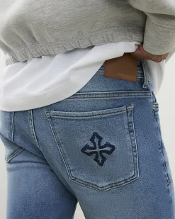 Blue Super Skinny Fit Ripped Stretch Jeans