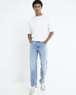 Blue Tapered Fit Stretch Jeans