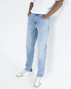 Blue Tapered Fit Stretch Jeans