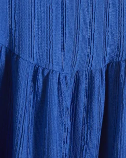 Blue Textured Midi Dress