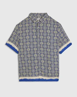 Blue Tile Print Shirt