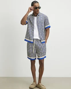 Blue Tile Print Shirt