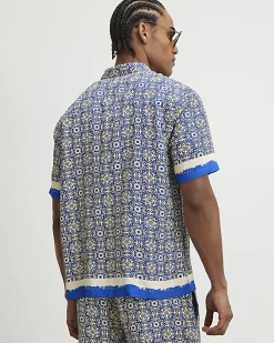 Blue Tile Print Shirt