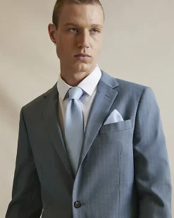 Blue Twill Tie And Handkerchief Set