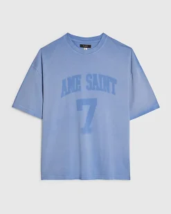 Blue Washed Oversized Fit Ame Saint 7 T-Shirt