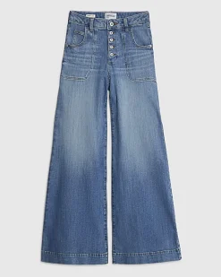 Blue Wide Leg Pocket Front Jeans