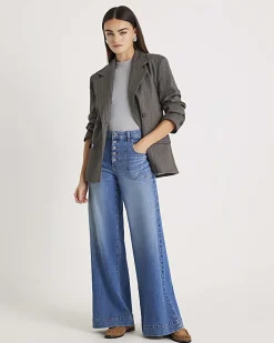 Blue Wide Leg Pocket Front Jeans