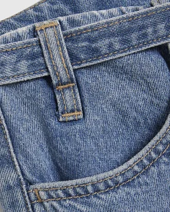 Blue Wide Leg Tie Front Jeans