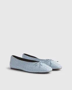 Blue Woven Ballet Pumps