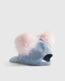 Blue Year Zero Pom Pom Denim baseball Cap