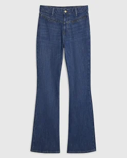 Blue Yoke Detail Bootcut Jeans