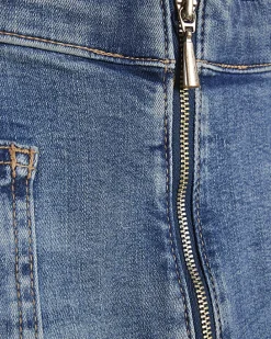 Blue Zip Front High Waisted Skinny Jeans