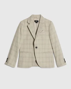 Boys Beige Check Tailored Suit Jacket