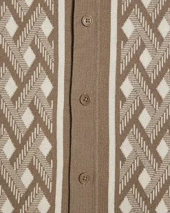Boys Beige Geometric Knit Shirt