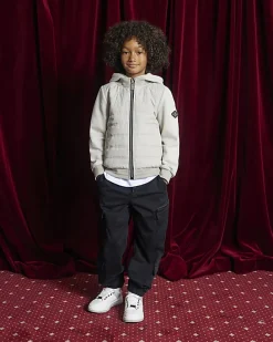 Boys Beige Hooded Hybrid Jacket