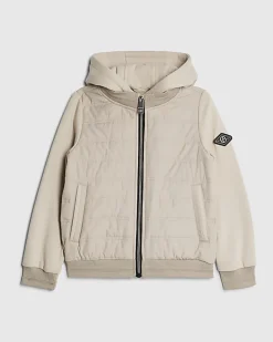 Boys Beige Hooded Hybrid Jacket