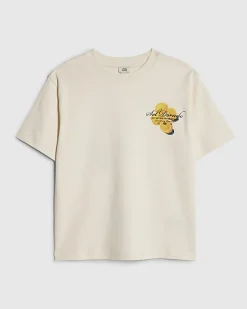 Boys Beige Oversized fit Orange T-Shirt