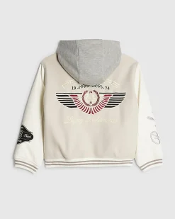 Boys Beige Penrose Badge Bomber Jacket