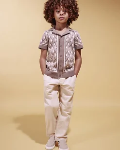 Boys Beige Pull On Trousers