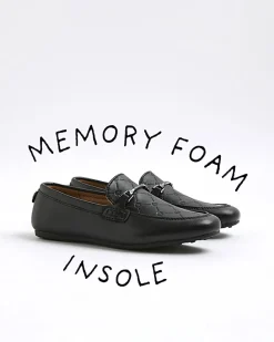 Boys Black Embossed Snaffle Shoes