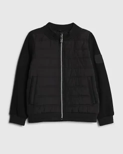 Boys Black Hooded Hybrid Jacket