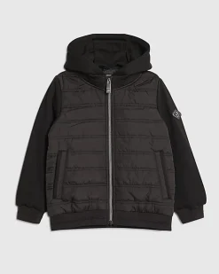 Boys Black Hooded Hybrid Jacket