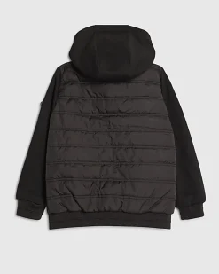 Boys Black Hooded Hybrid Jacket