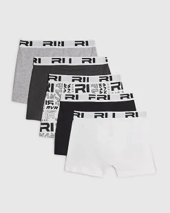 Boys Black Monochrome Pack Of 5 Boxers