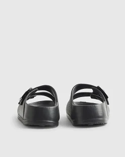 Boys Black Moulded Double Strap Sliders