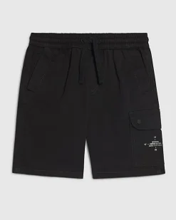 Boys Black Twill Cargo Shorts