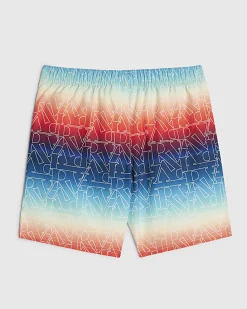Boys Blue Ombre Monogram Swim Shorts