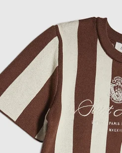 Boys Brown Stripe Football T-Shirt