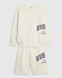 Boys Cream River Branded Sweatshirt Set