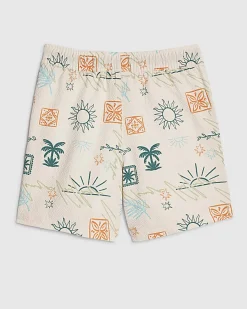 Boys Cream Sun Print Swim Shorts